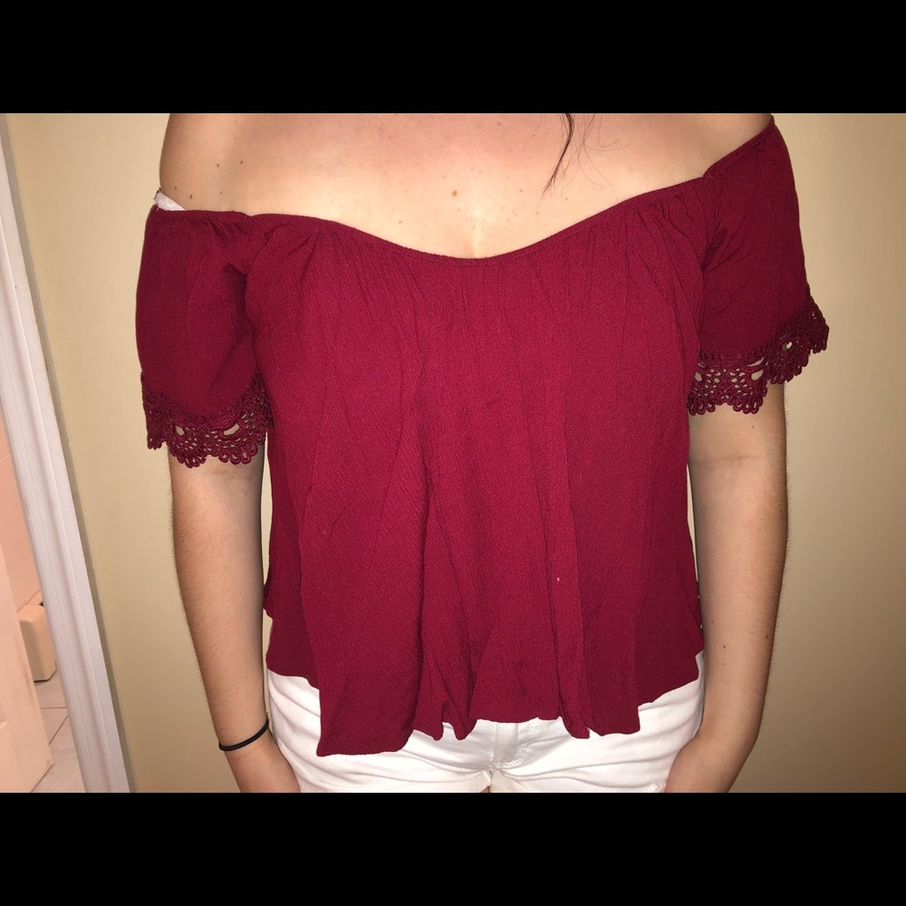 Maroon off the shoulder top